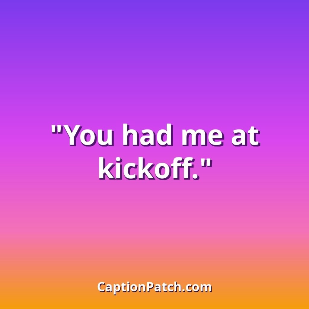 Cute football Instagram captions caption card