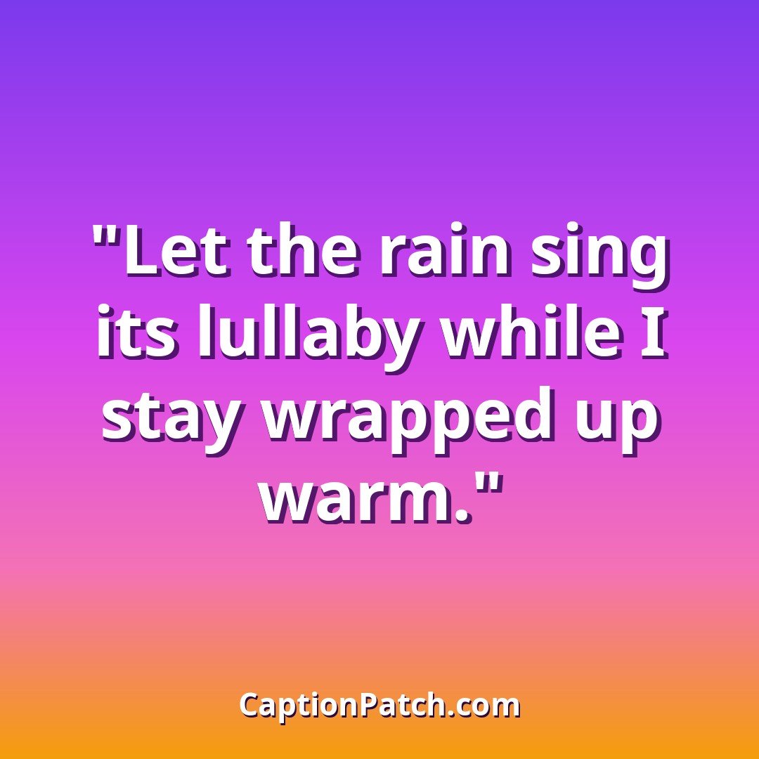 Cozy rainy window Instagram captions caption card
