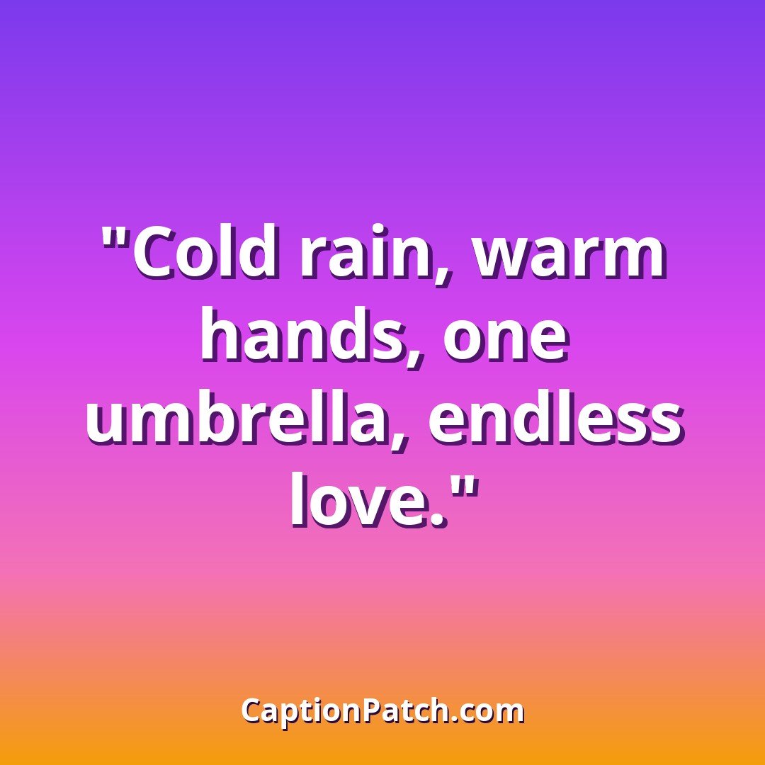 Romantic umbrella rain Instagram captions caption card